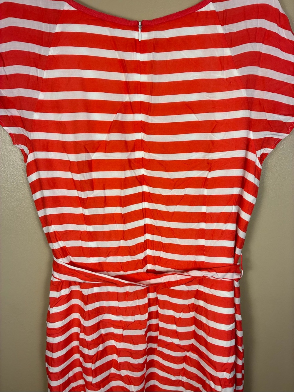Boden Striped Belted Short Sleeve Knee Length Dress - Picture 9 of 14